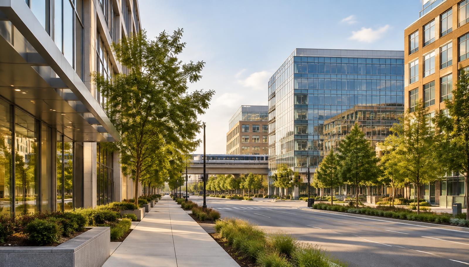 Editorial view of a connected Northern Virginia business district